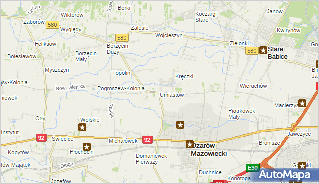 mapa Umiastów, Umiastów na mapie Targeo