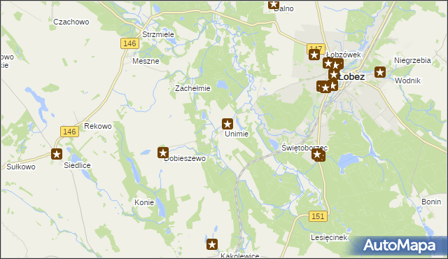 mapa Unimie, Unimie na mapie Targeo