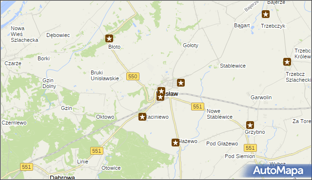 mapa Unisław powiat chełmiński, Unisław powiat chełmiński na mapie Targeo