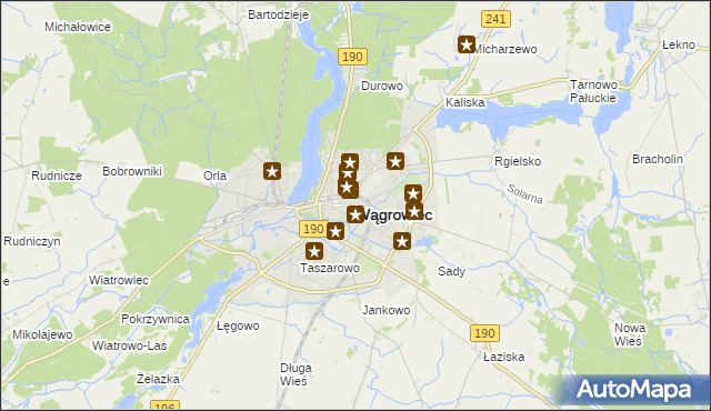 mapa Wągrowiec, Wągrowiec na mapie Targeo