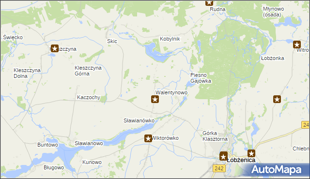 mapa Walentynowo gmina Łobżenica, Walentynowo gmina Łobżenica na mapie Targeo