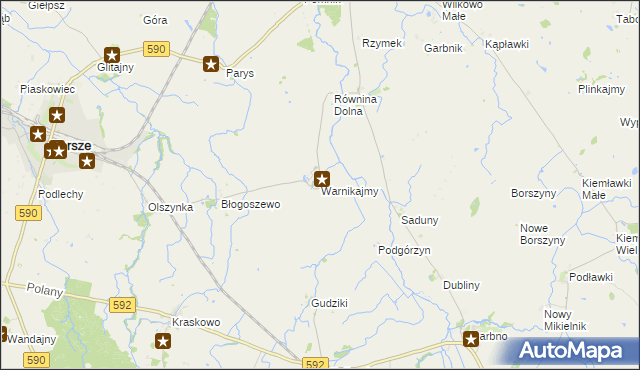 mapa Warnikajmy, Warnikajmy na mapie Targeo