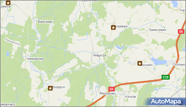 mapa Węgorza, Węgorza na mapie Targeo