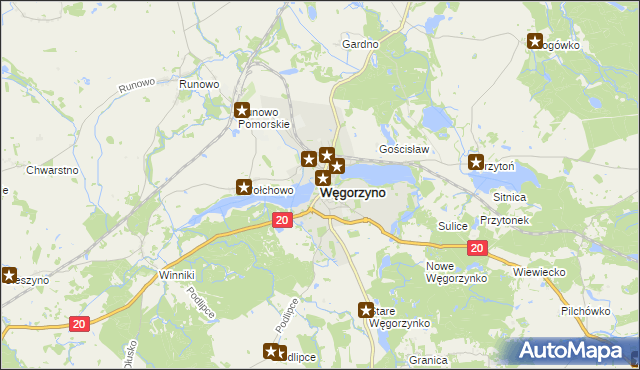 mapa Węgorzyno, Węgorzyno na mapie Targeo