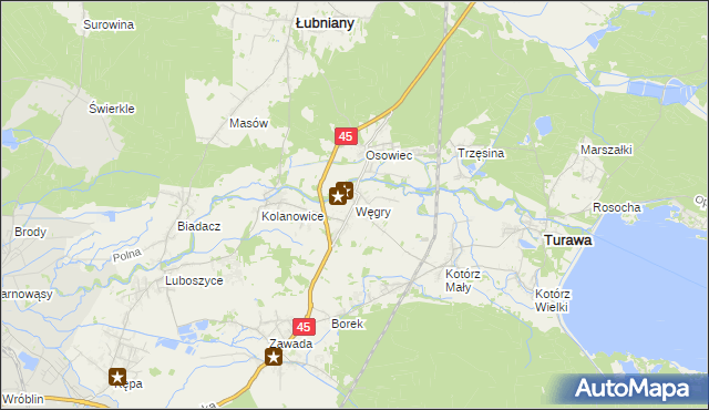 mapa Węgry gmina Turawa, Węgry gmina Turawa na mapie Targeo