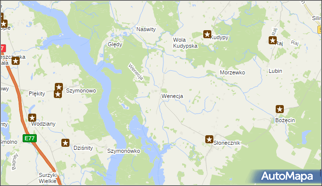 mapa Wenecja gmina Morąg, Wenecja gmina Morąg na mapie Targeo