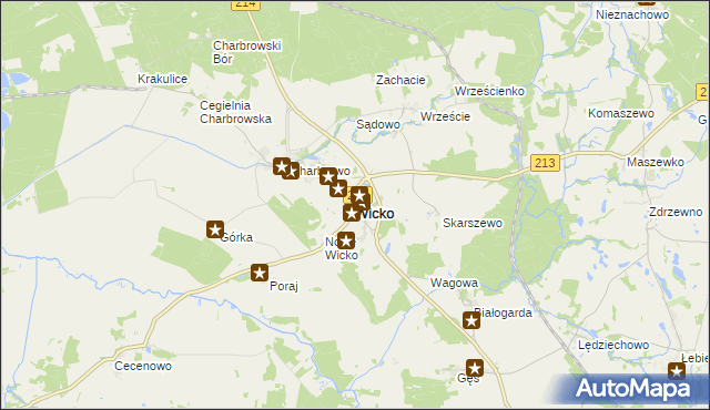 mapa Wicko powiat lęborski, Wicko powiat lęborski na mapie Targeo