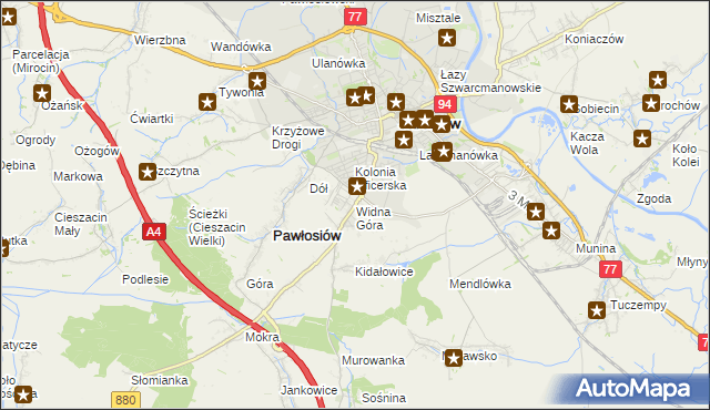 mapa Widna Góra, Widna Góra na mapie Targeo