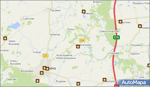 mapa Wielbrandowo, Wielbrandowo na mapie Targeo