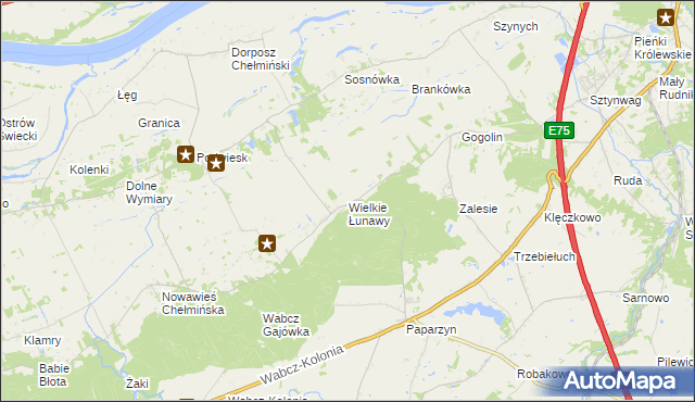 mapa Wielkie Łunawy, Wielkie Łunawy na mapie Targeo