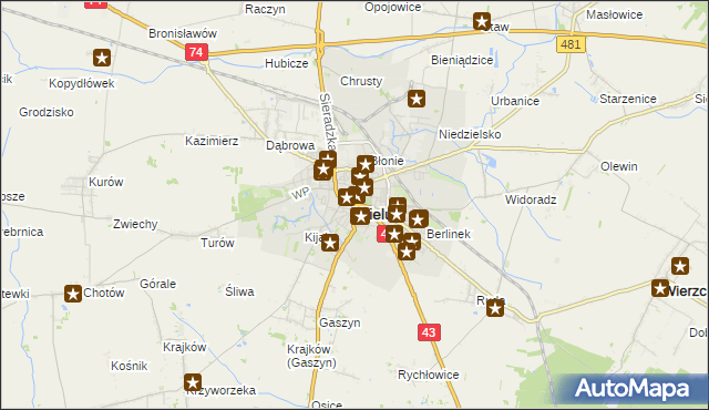 mapa Wieluń, Wieluń na mapie Targeo