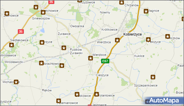 mapa Wierzbice, Wierzbice na mapie Targeo