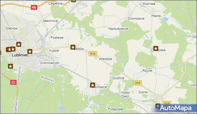 mapa Wierzbie gmina Koszęcin, Wierzbie gmina Koszęcin na mapie Targeo