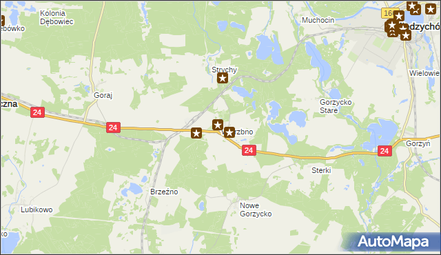 mapa Wierzbno gmina Przytoczna, Wierzbno gmina Przytoczna na mapie Targeo