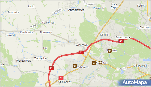 mapa Wieszowa, Wieszowa na mapie Targeo