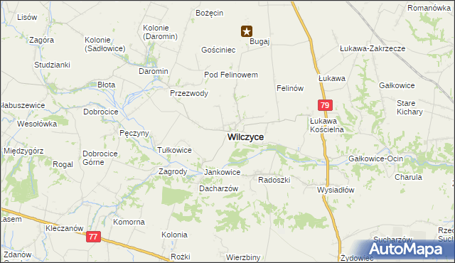 mapa Wilczyce powiat sandomierski, Wilczyce powiat sandomierski na mapie Targeo