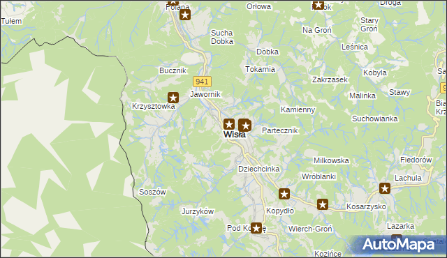 mapa Wisła, Wisła na mapie Targeo