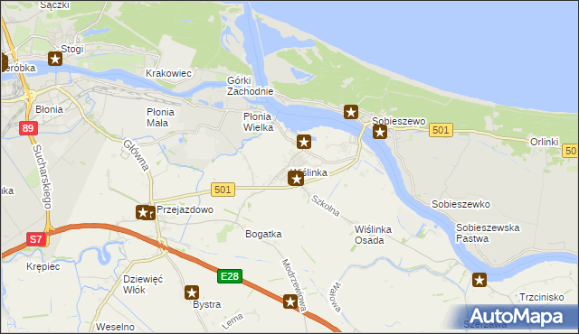 mapa Wiślinka, Wiślinka na mapie Targeo