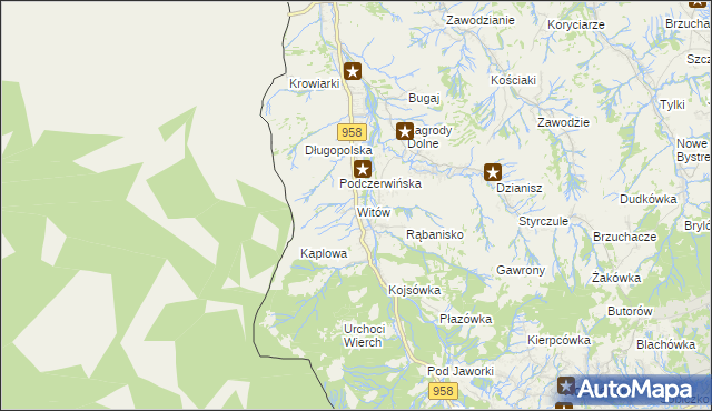 mapa Witów gmina Kościelisko, Witów gmina Kościelisko na mapie Targeo