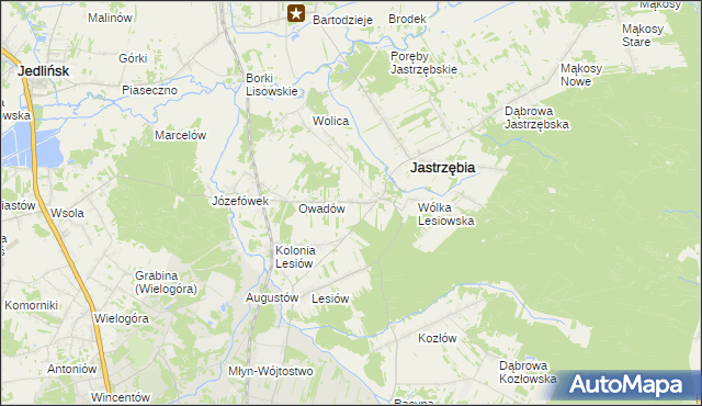 mapa Wojciechów gmina Jastrzębia, Wojciechów gmina Jastrzębia na mapie Targeo