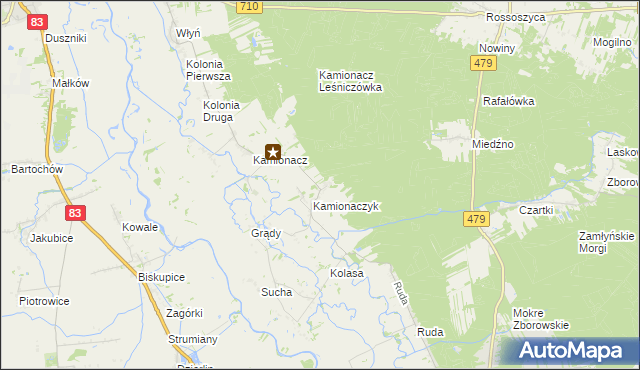 mapa Wojciechów gmina Sieradz, Wojciechów gmina Sieradz na mapie Targeo