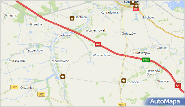 mapa Wojciechów gmina Zagrodno, Wojciechów gmina Zagrodno na mapie Targeo