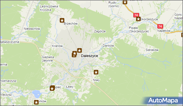 mapa Wójtostwo gmina Daleszyce, Wójtostwo gmina Daleszyce na mapie Targeo