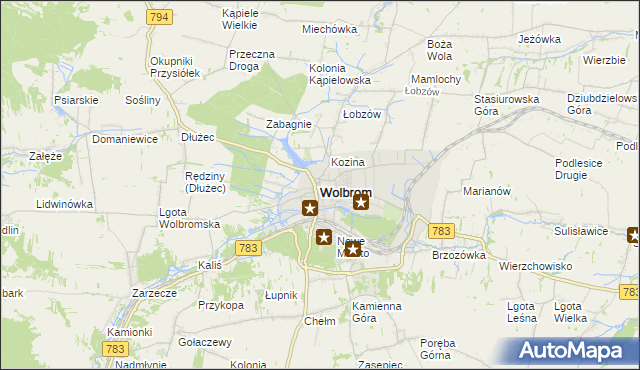 mapa Wolbrom, Wolbrom na mapie Targeo