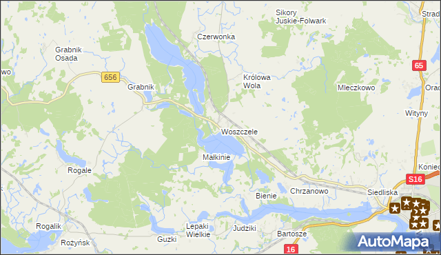 mapa Woszczele, Woszczele na mapie Targeo