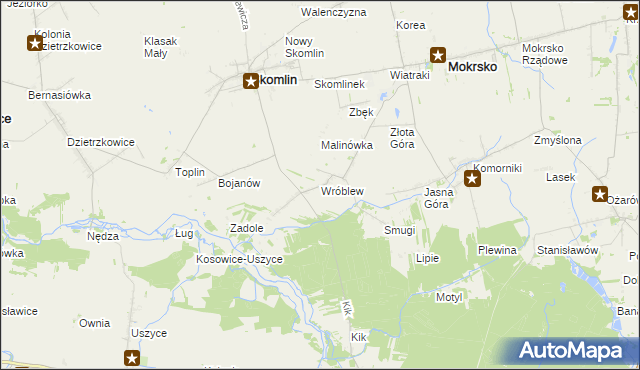 mapa Wróblew gmina Skomlin, Wróblew gmina Skomlin na mapie Targeo