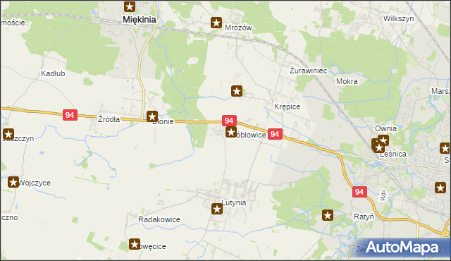 mapa Wróblowice gmina Miękinia, Wróblowice gmina Miękinia na mapie Targeo