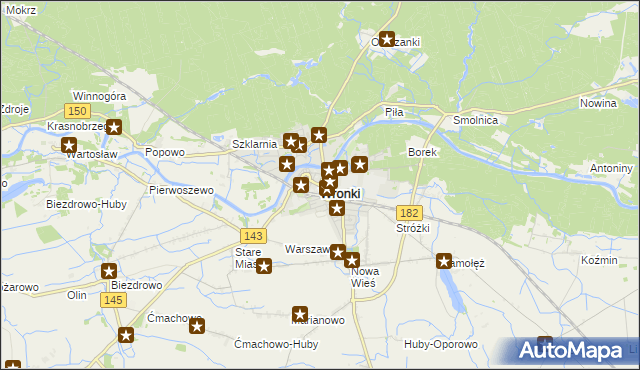 mapa Wronki powiat szamotulski, Wronki powiat szamotulski na mapie Targeo