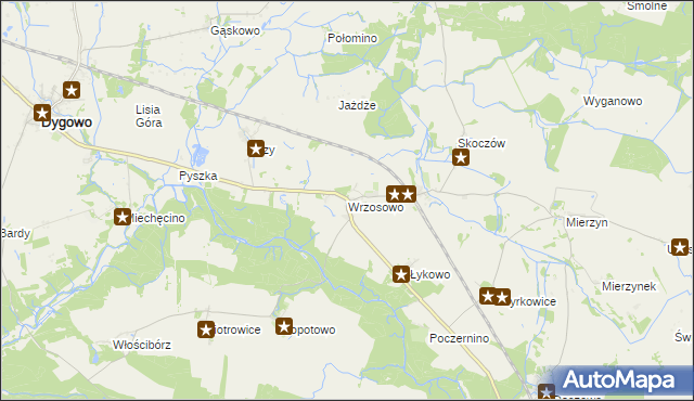 mapa Wrzosowo gmina Dygowo, Wrzosowo gmina Dygowo na mapie Targeo