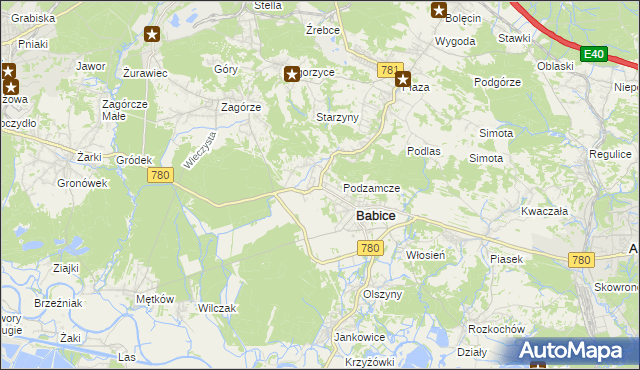 mapa Wygiełzów gmina Babice, Wygiełzów gmina Babice na mapie Targeo