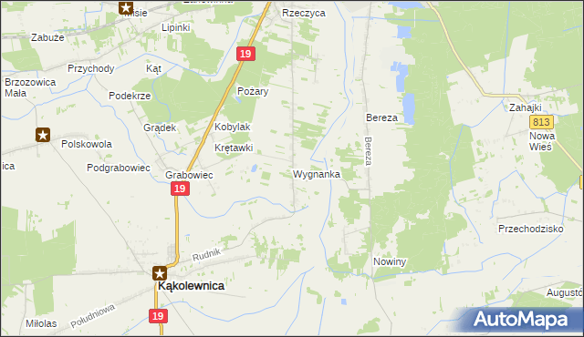 mapa Wygnanka gmina Kąkolewnica, Wygnanka gmina Kąkolewnica na mapie Targeo