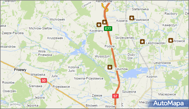 mapa Wysoczyn gmina Grójec, Wysoczyn gmina Grójec na mapie Targeo
