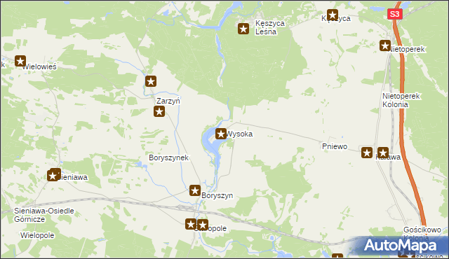 mapa Wysoka gmina Międzyrzecz, Wysoka gmina Międzyrzecz na mapie Targeo