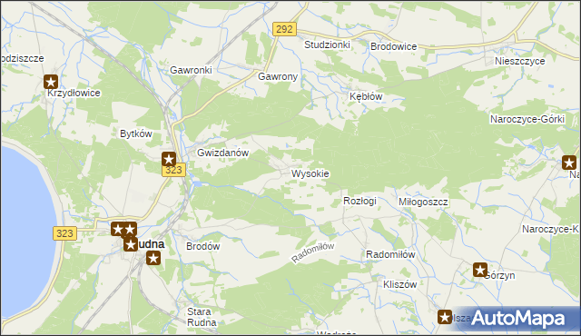 mapa Wysokie gmina Rudna, Wysokie gmina Rudna na mapie Targeo
