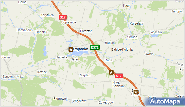 mapa Żabianka gmina Trojanów, Żabianka gmina Trojanów na mapie Targeo