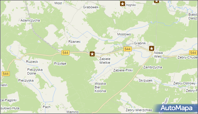 mapa Zabiele Wielkie, Zabiele Wielkie na mapie Targeo