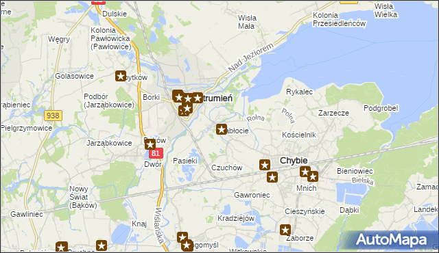 mapa Zabłocie gmina Strumień, Zabłocie gmina Strumień na mapie Targeo