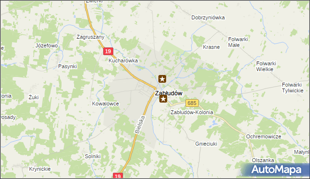 mapa Zabłudów, Zabłudów na mapie Targeo