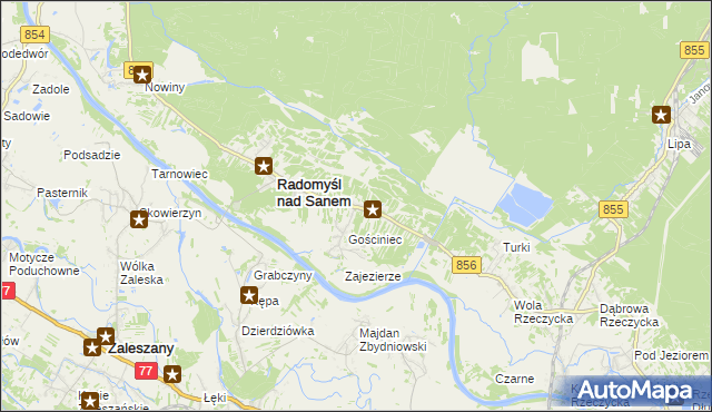 mapa Żabno gmina Radomyśl nad Sanem, Żabno gmina Radomyśl nad Sanem na mapie Targeo