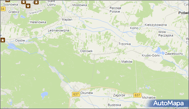 mapa Zabraniec, Zabraniec na mapie Targeo