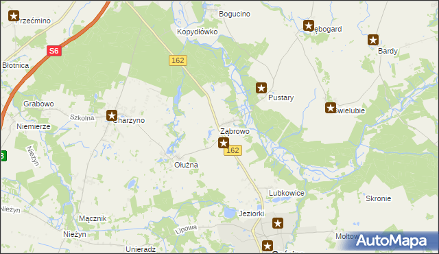 mapa Ząbrowo gmina Gościno, Ząbrowo gmina Gościno na mapie Targeo