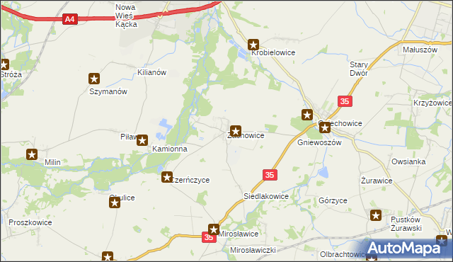 mapa Zachowice, Zachowice na mapie Targeo