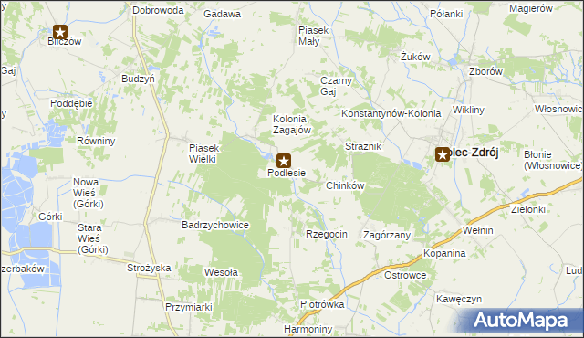 mapa Zagajów gmina Solec-Zdrój, Zagajów gmina Solec-Zdrój na mapie Targeo
