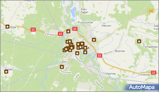 mapa Żagań, Żagań na mapie Targeo