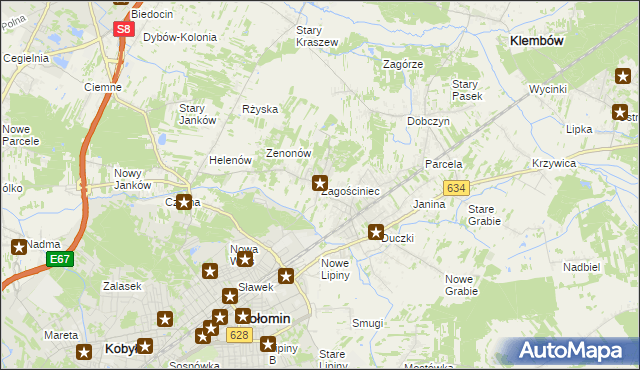 mapa Zagościniec gmina Wołomin, Zagościniec gmina Wołomin na mapie Targeo