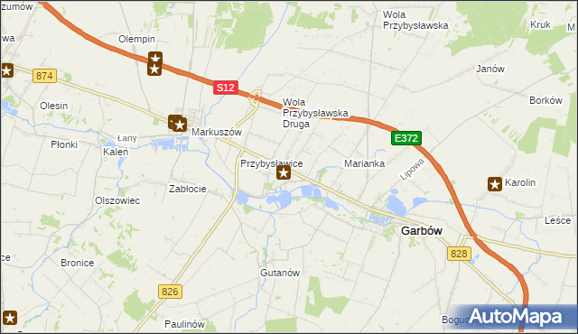 mapa Zagrody gmina Garbów, Zagrody gmina Garbów na mapie Targeo